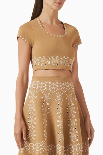 Siena Contrast-embroidered Crop Sweater