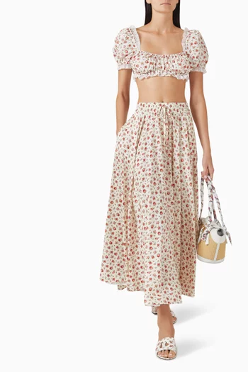 Rose-print Crop Top in Poplin