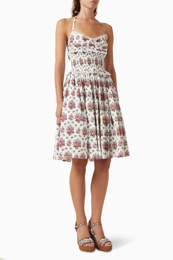 Floral-print Mini Dress in Poplin