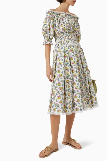 Small Floral-print Skirt in Cotton-poplin