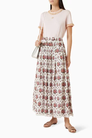 Small Flower Bouquets-Print Skirt