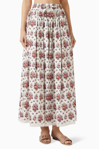 Small Flower Bouquets-Print Skirt
