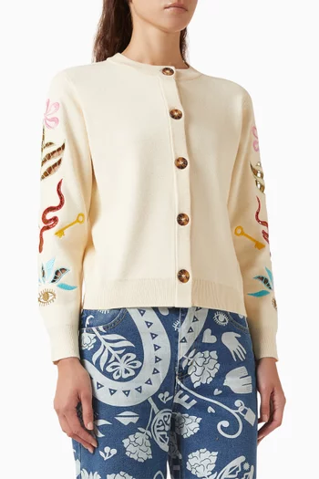 Hollie Cutwork Cardigan in Viscose Blend