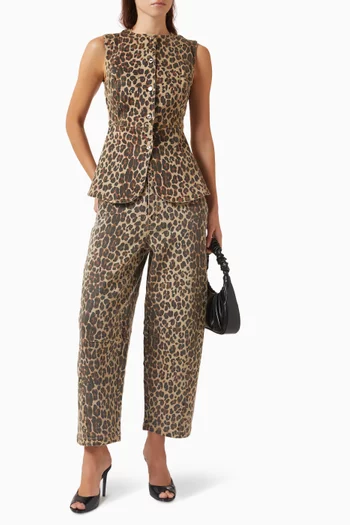 Leopard Barrel-leg Jeans