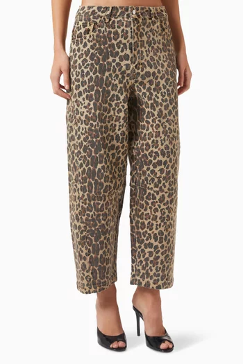 Leopard Barrel-leg Jeans