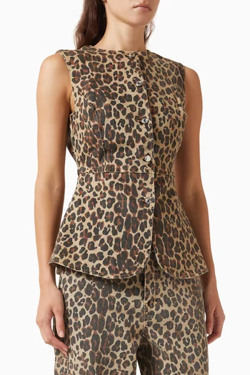 Leopard-print Waistcoat in Cotton
