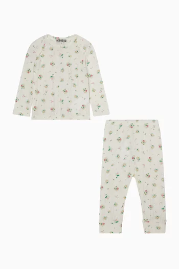 Floral-print Top & Pant Set in Knit