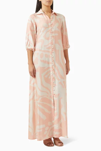 Lace-back Shirtdress in Muslin Cotton Silk