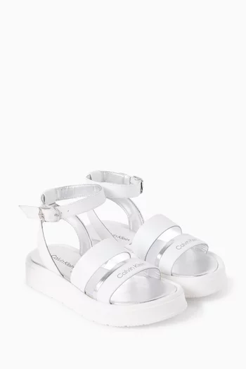 Chunky Logo Sandals in Faux Leather