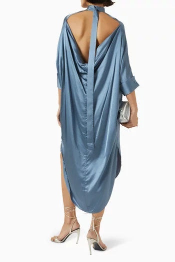 High-neck Midi Dress in Satin