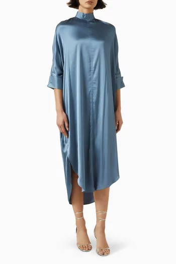 High-neck Midi Dress in Satin