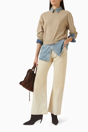 Distressed Flared Jeans in Denim