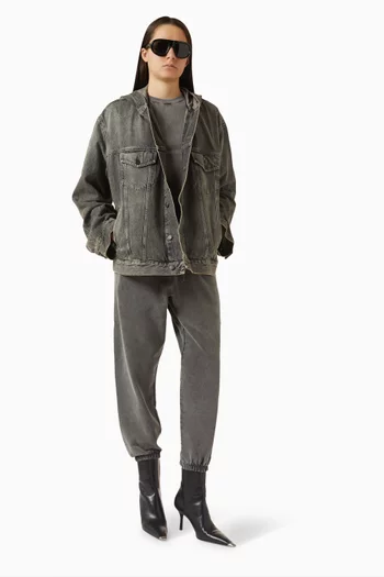 Gothik Wash Hooded Jacket in Denim