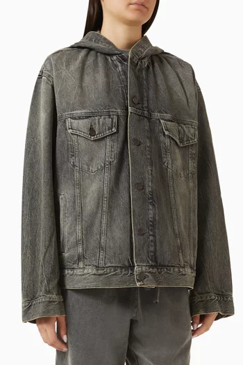 Gothik Wash Hooded Jacket in Denim