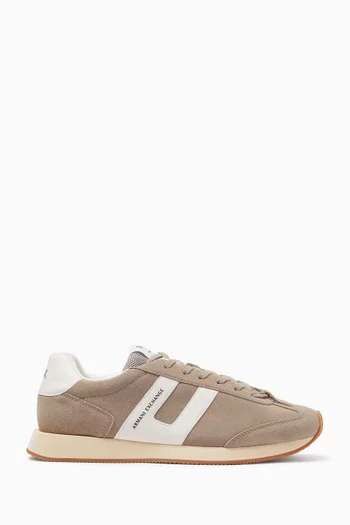 Side Logo Sneakers in Suede & Technical Mesh