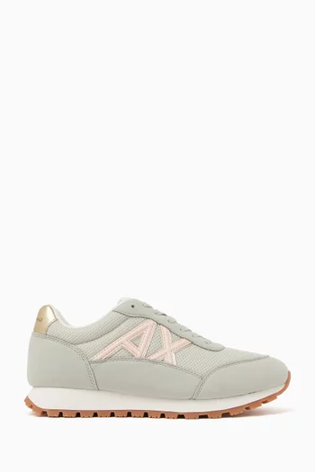 Drop Side AX Logo Sneakers in Microsuede & Mesh