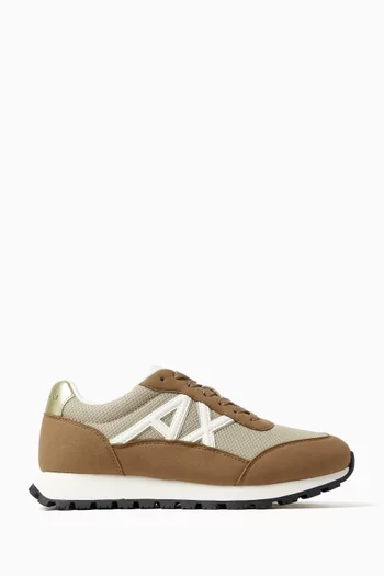 Drop Side AX Logo Sneakers in Microsuede & Mesh