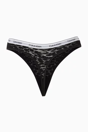 High-leg Thong in Leopard Lace