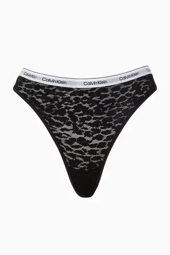High-leg Thong in Leopard Lace