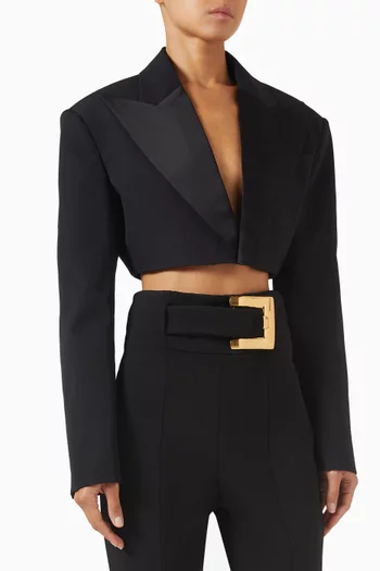 Crop Jacket in Grain de Poudre