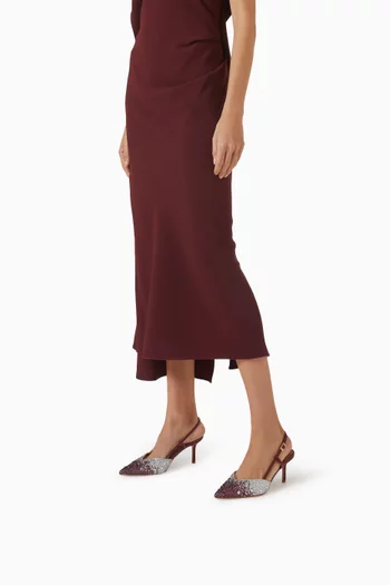 Riviera 70 Crystal Slingback Pumps in Metallic Leather