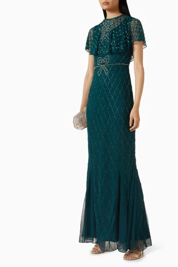 Shawl Embellished Gown