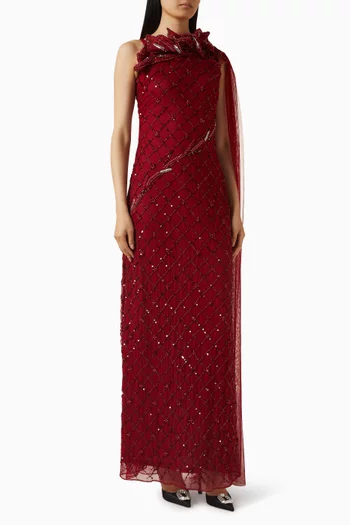 Embellished Cape Gown