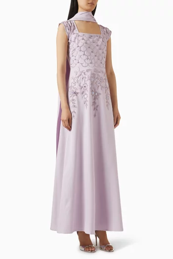 Embellished Shawl Gown