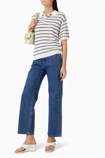 Striped Knit Polo Shirt