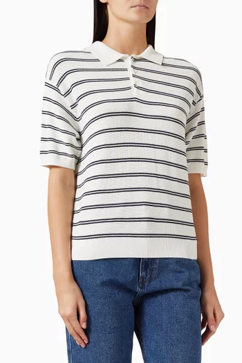 Striped Knit Polo Shirt
