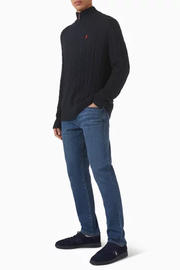 Cable Knit Half Zip Sweater in Cotton