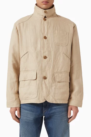 Herringbone Pocket Jacket in Linen
