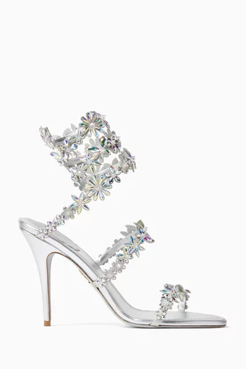 Eva 100 Embellished Sandals in Metallic Leather