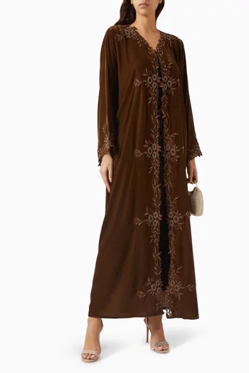 Bead-embroidered Abaya in Velvet