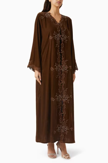 Bead-embroidered Abaya in Velvet