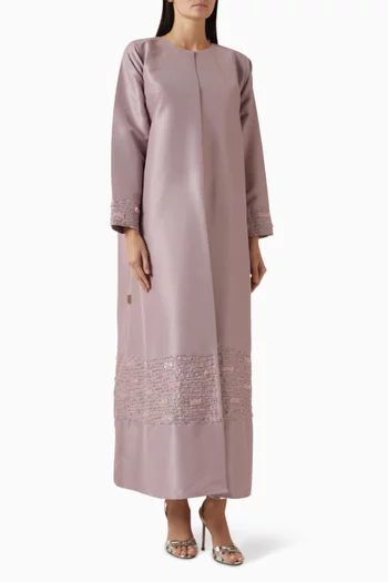 Bead-embellished Abaya in Satin