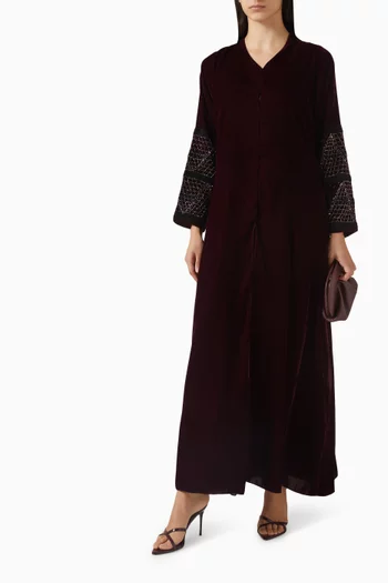 Bead-embellished Abaya in Velvet
