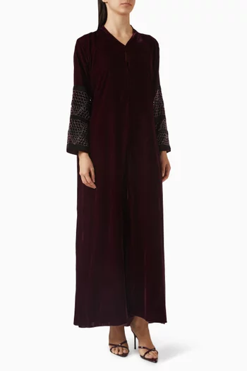 Bead-embellished Abaya in Velvet