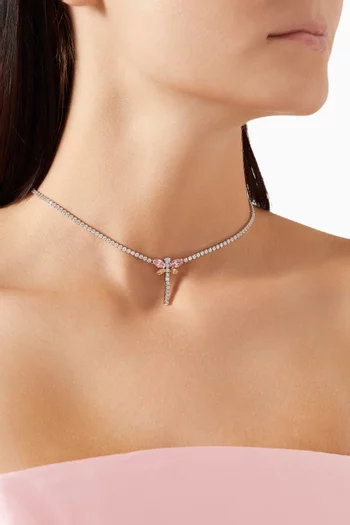 Dragonfly Pendant Necklace in Rhodium-plated Metal