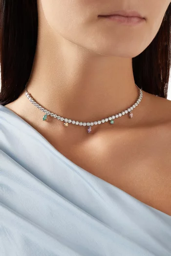 Tennis Necklace in Rhodium-plated Metal