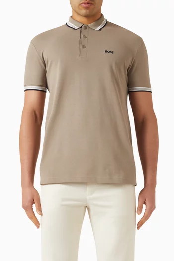 Contrast Logo Paddy Polo Shirt in Cotton