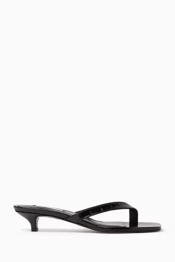 Thong 35 Mules in Croc-embossed Leather