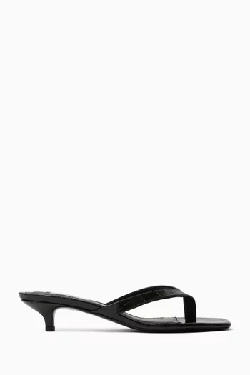 Thong 35 Mules in Croc-embossed Leather