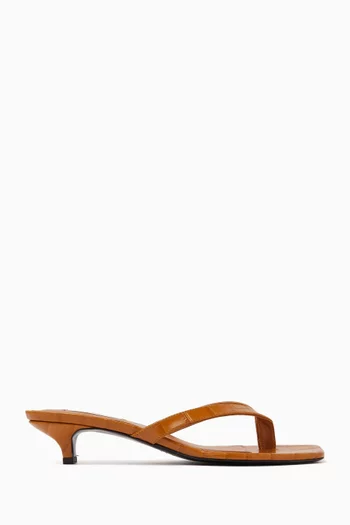 Thong 35 Mules in Croc-embossed Leather