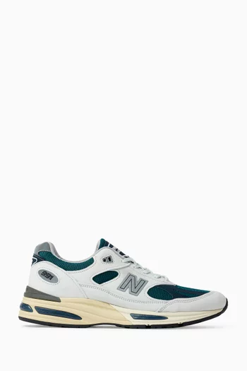 MADE in UK 991v2 Sneakers in Leather & Mesh