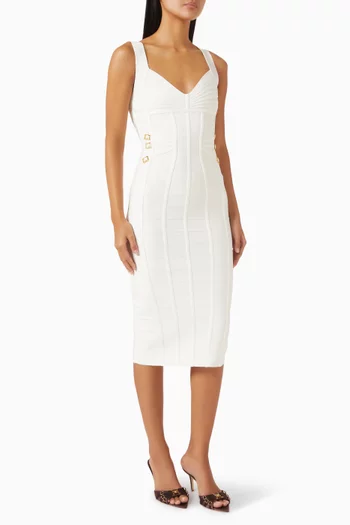 3D Knit Pencil Midi Dress