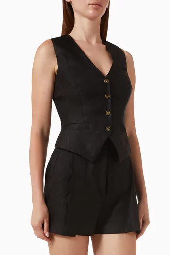 Waistcoat in Linen-blend