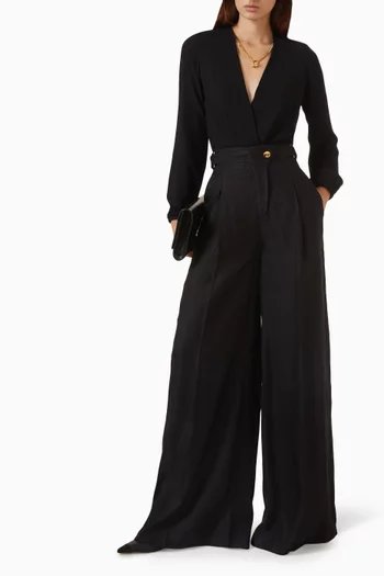 Wide-leg Pants in Linen Blend