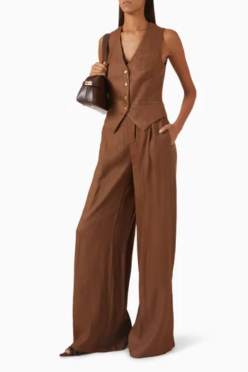 Wide-leg Pants in Linen-blend
