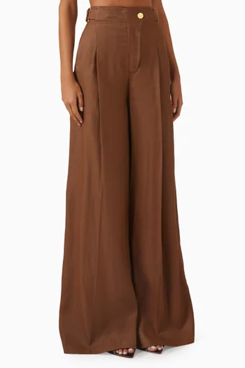 Wide-leg Pants in Linen-blend